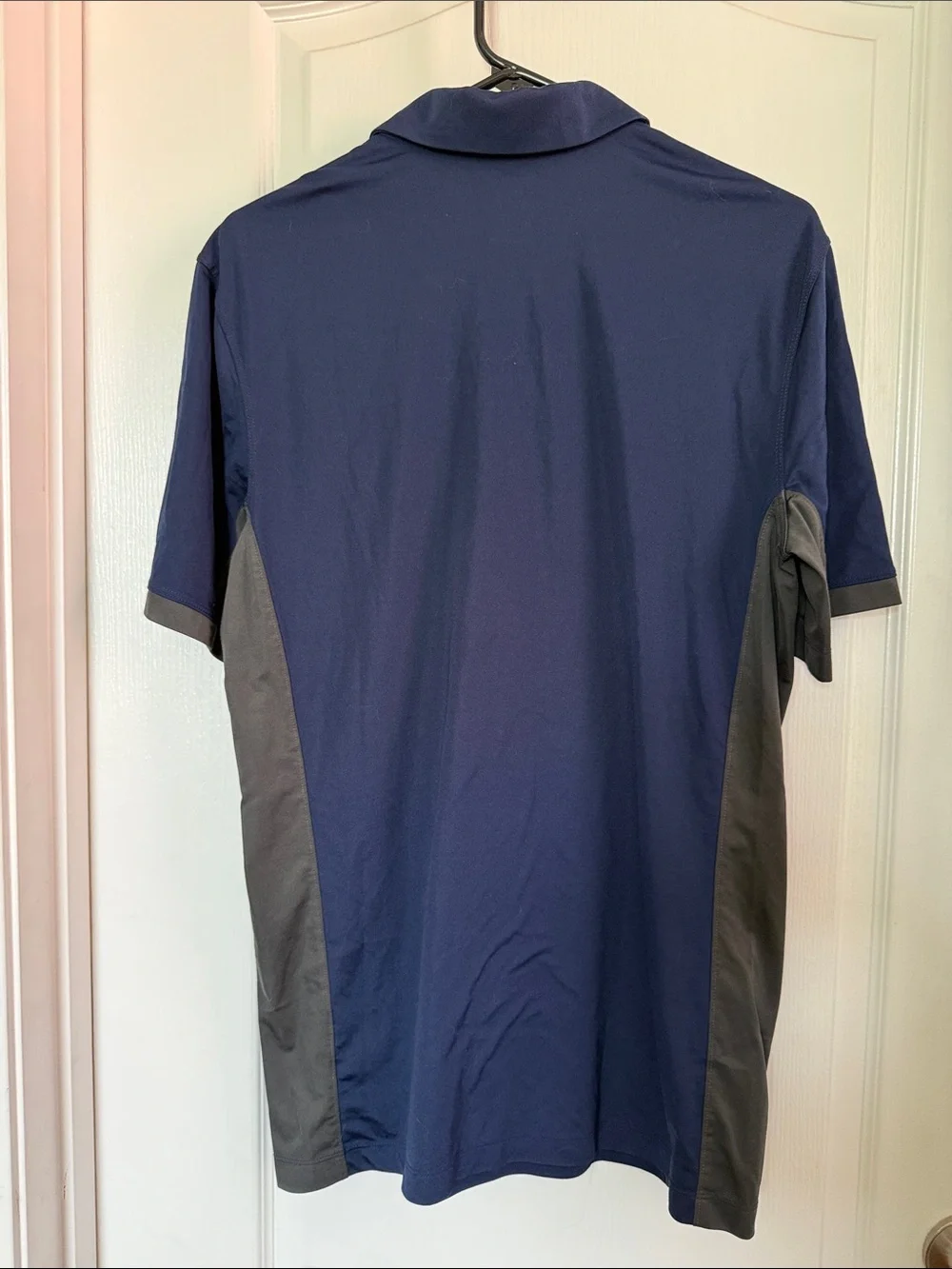 Nike Men’s Navy Polo with Gray Side Panels and White Swoosh